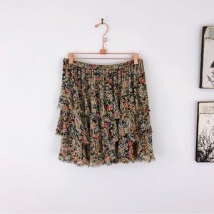 LAST CHANCE TOPSHOP Floral Layered Ruffle Mini Skirt  US8